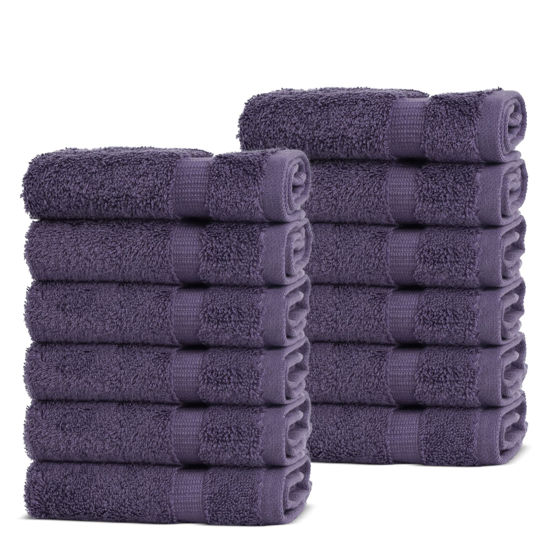 Picture of Chakir Turkish Linens | Hotel & Spa Quality 100% Cotton Premium Turkish Towels | Soft & Absorbent (12-Piece Washcloths, Plum)