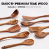 Picture of Zulay Kitchen 9-Piece Teak Wooden Utensils for Cooking - Natural Teak Utensil Set with Premium Gift Box - Non-Stick Wooden Spoons for Cooking - Kitchen Gift Set - Comfortable Grip Wooden Utensil Set