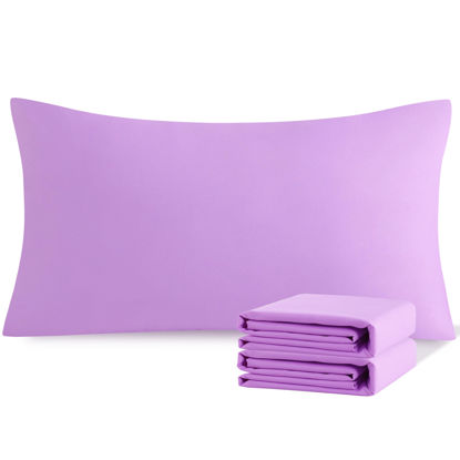 Picture of NTBAY King Pillowcase Set - 2 Pack Brushed Microfiber 20x40 Pillowcases - Soft, Wrinkle-Free, Fade-Resistant, Stain-Resistant, Light Purple Pillowcases with Envelope Closure - 20x40 Inches