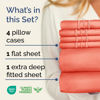 Picture of Extra Deep King Sheet Set - 6 Piece Breathable and Cooling Sheets - Hotel Luxury Bed Sheets Set - Easy & Secure Fit - Soft, Wrinkle Free and Comfy Sheets Set - Coral Sheet Set with Extra Deep Pockets
