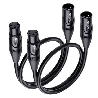 Picture of Cable Matters 2-Pack Premium Short XLR to XLR Cables, XLR Microphone Cable 1 Foot, Oxygen-Free Copper (OFC) XLR Male to Female Cord, Mic Cord, XLR Speaker Cable, Black