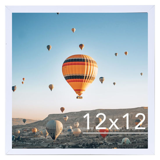Picture of JCJMY 12x12 inch Picture Frame, Horizontal and Vertical Formats for Wall Hanging, 12 x 12 Wall Gallery Poster Photo Frame with Shatter Resistant Plexiglass, White
