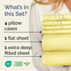 Picture of Extra Deep King Sheet Set - 6 Piece Breathable & Cooling Sheets - Hotel Luxury Bedding Set w/18-24 Inch Extra Deep Pockets - Easy & Secure Fit - Super Soft, Wrinkle Free and Comfy - Yellow, King Size
