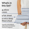 Picture of Extra Deep King Sheet Set - 6 Piece Breathable and Cooling Sheets - Hotel Luxury Bed Sheets Set - Easy Fit - Soft, Wrinkle Free and Comfy Sheets Set - Blue Striped Sheet Set with Extra Deep Pockets