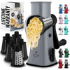 Picture of Zulay Rotary Cheese Grater 5 Blade Cheese Shredder - Manual Hand Crank Cheese Grater With Reinforced Suction & 5 Interchangeable Drums - Easy to Use Vegetable Chopper - Graphite Storm
