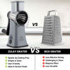 Picture of Zulay Rotary Cheese Grater 5 Blade Cheese Shredder - Manual Hand Crank Cheese Grater With Reinforced Suction & 5 Interchangeable Drums - Easy to Use Vegetable Chopper - Graphite Storm