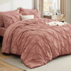Picture of Bedsure Full Size Comforter Sets - Bedding Sets Full 7 Pieces, Pintuck Bed in a Bag Dusty Pink Bed Set with Comforter, Sheets, Pillowcases & Shams