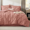 Picture of Bedsure Full Size Comforter Sets - Bedding Sets Full 7 Pieces, Pintuck Bed in a Bag Dusty Pink Bed Set with Comforter, Sheets, Pillowcases & Shams