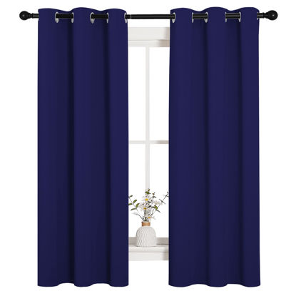 Picture of NICETOWN Blackout Draperies Curtains, All Season Thermal Insulated Solid Grommet Top Blackout Curtains/Drapes for Kid's Room (Royal Blue, 1 Pair, 34 x 63 inches)