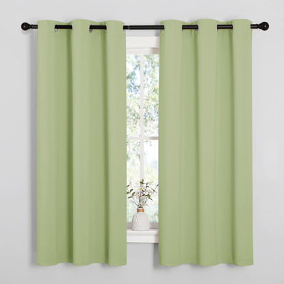 Picture of NICETOWN Nursery Essential Thermal Insulated Solid Grommet Top Blackout Curtains/Drapes for Son's Room (Sage Green, 1 Pair, 42 x 63 inches)