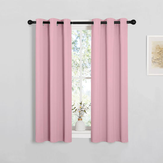 Picture of NICETOWN Bedroom Curtain Panels Blackout Draperies, Thermal Insulated Solid Grommet Blackout Curtains/Drapes (Crystal Pink, 1 Pair, 29 by 40-inch)