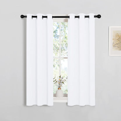 Picture of NICETOWN Draperies Curtains Panels, 2 Panels, 29 by 40, White, Blocking Out 50% Sunlight Window Treatment Curtains, Grommet Top Small Window Drapes for Bedroom