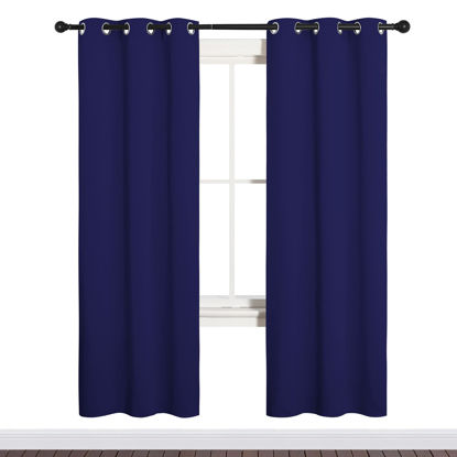 Picture of NICETOWN Blackout Draperies Curtains, All Season Thermal Insulated Solid Grommet Top Blackout Curtains/Drapes for Kid's Room (Royal Blue, 1 Pair, 34 x 72 inches)