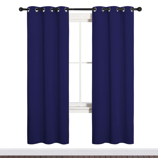 Picture of NICETOWN Blackout Draperies Curtains, All Season Thermal Insulated Solid Grommet Top Blackout Curtains/Drapes for Kid's Room (Royal Blue, 1 Pair, 34 x 72 inches)