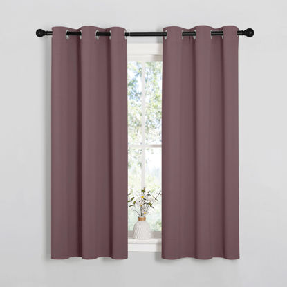 Picture of NICETOWN Window Curtain Panels, Dry Rose, 1 Pair, 34 by 54-inch, Thermal Insulated Solid Grommet Blackout Draperies/Drapes for Basement