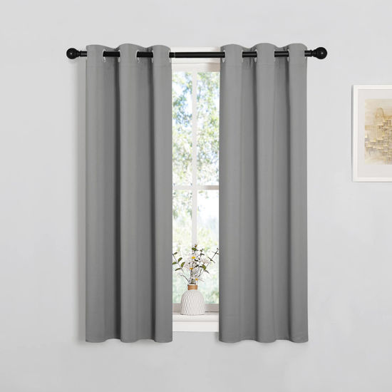 Picture of NICETOWN Silver Grey Blackout Curtain Panels for Bedroom, Thermal Insulated Grommet Top Blackout Draperies and Drapes (2 Panels, W29 x L45 inches)