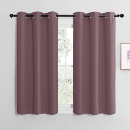 Picture of NICETOWN Dry Rose Room Darkening Curtains for Kitchen, Set of 2, 42 inches Wide by 50 inches Long, Window Treatment Thermal Insulated Solid Grommet Room Darkening Curtains/Drapes for Bedroom