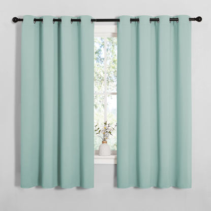 Picture of NICETOWN Bedroom Curtain Panels Blackout Draperies, Thermal Insulated Solid Grommet Blackout Curtains/Drapes (Aqua, One Pair, 55 by 68-inch)