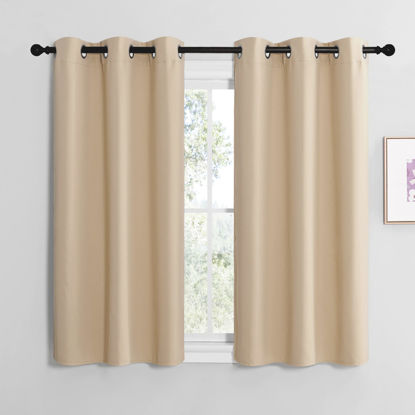 Picture of NICETOWN Room Darkening Draperies Window Curtain Panels, Thermal Insulated Grommet Room Darkening Curtains for Bedroom (Biscotti Beige, 2 Panels, W42 x L48 -inch)