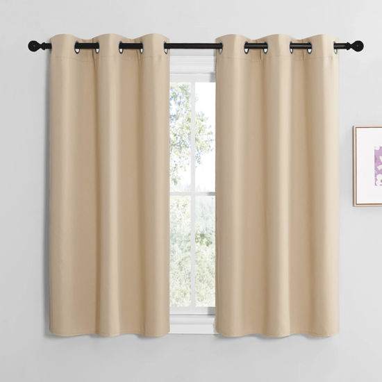 Picture of NICETOWN Room Darkening Draperies Window Curtain Panels, Thermal Insulated Grommet Room Darkening Curtains for Bedroom (Biscotti Beige, 2 Panels, W42 x L48 -inch)