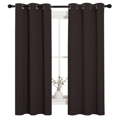 Picture of NICETOWN Blackout Curtain Panels for Bedroom Window, Triple Weave Microfiber Energy Saving Thermal Insulated Solid Grommet Blackout Draperies and Drapes (1 Pair, 34 inches by 63 Inch, Toffee Brown)