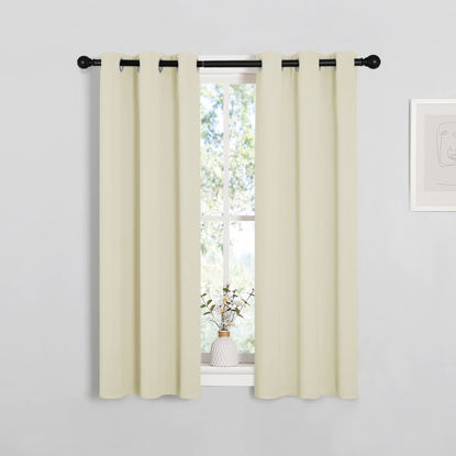 Picture of NICETOWN Room Darkening Curtain Panels for Living Room, Thermal Insulated Grommet Room Darkening Draperies/Drapes for Window (Beige, 2 Panels, W29 x L45 -Inch)