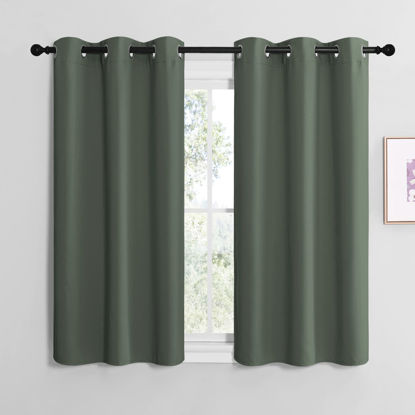 Picture of NICETOWN Blackout Curtain Panels, Home Decoration Thermal Insulated Solid Grommet Blackout Drape for Dining Room (Dark Mallard, 1 Pair, 42 by 48-Inch)