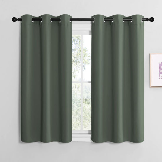 Picture of NICETOWN Blackout Curtain Panels, Home Decoration Thermal Insulated Solid Grommet Blackout Drape for Dining Room (Dark Mallard, 1 Pair, 42 by 48-Inch)