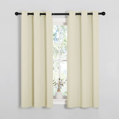 Picture of NICETOWN Room Darkening Draperies Window Curtain Panels, Thermal Insulated Grommet Room Darkening Curtains for Bedroom (Beige, 2 Panels, W34 x L54 -inch)