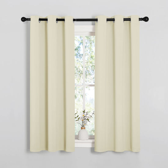 Picture of NICETOWN Room Darkening Draperies Window Curtain Panels, Thermal Insulated Grommet Room Darkening Curtains for Bedroom (Beige, 2 Panels, W34 x L54 -inch)