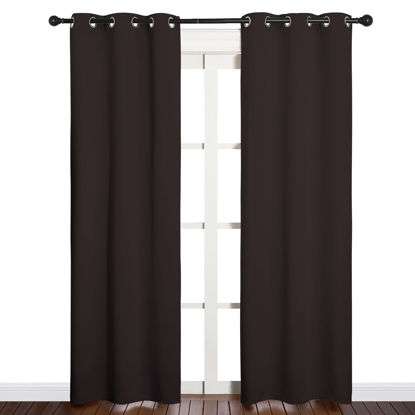Picture of NICETOWN Thermal Curtains 84" Long, Energy Smart Thermal Insulated Solid Grommet Blackout Curtains/Drapes Window Panels (2 Panels, 34-inch x 84-inch, Toffee Brown)