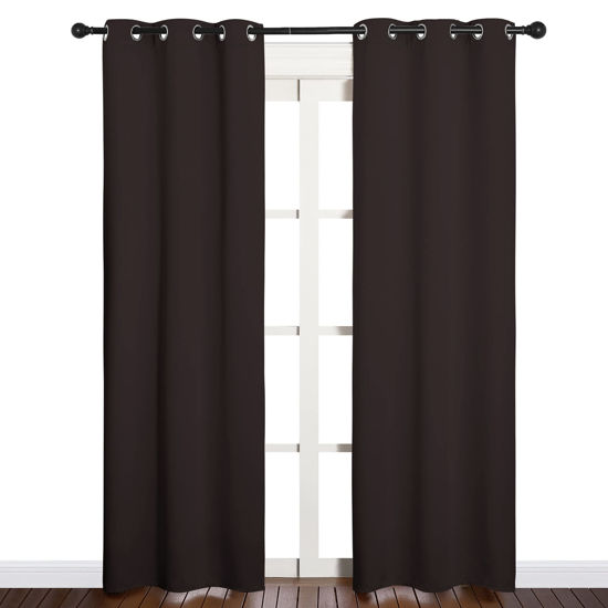 Picture of NICETOWN Thermal Curtains 84" Long, Energy Smart Thermal Insulated Solid Grommet Blackout Curtains/Drapes Window Panels (2 Panels, 34-inch x 84-inch, Toffee Brown)