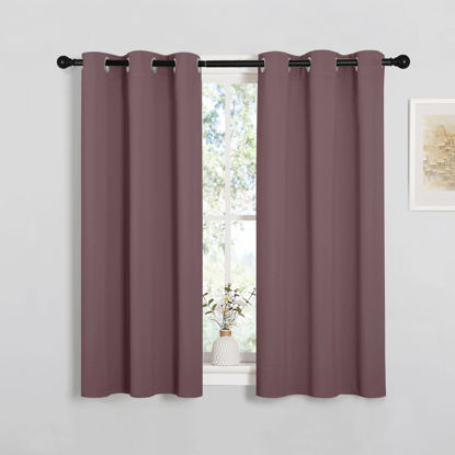 Picture of NICETOWN Bedroom Curtain Panels Blackout Draperies, Dry Rose, 1 Pair, 34 by 45-inch, Thermal Insulated Solid Grommet Blackout Curtains/Drapes