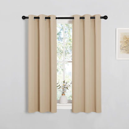 Picture of NICETOWN Room Darkening Curtain Panels for Loft, Biscotti Beige, 2 Panels, W29 x L40 -Inch, Thermal Insulated Grommet Room Darkening Draperies/Drapes for Window