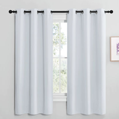 Picture of NICETOWN Room Darkening Draperies Curtains Panels, Window Treatment Thermal Insulated Grommet Room Darkening Curtains/Drapes for Bedroom (Greyish White, 2 Panels, 42 by 68)