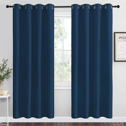 Picture of NICETOWN Moroccan Blue Blackout Curtains 78" Long for Office, 55" Wide, 2 Pieces, Dining Room, Guest Room, Sound Reducing Heat and Cold Block Curtain Panels for Modern Room Decorative