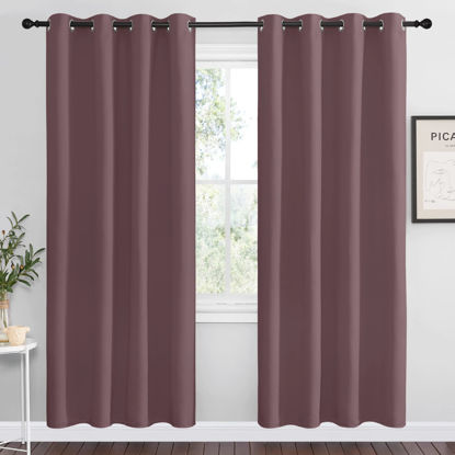 Picture of NICETOWN Dry Rose Blackout Curtains 78" Long for Office, Dining Room, 55" Wide, 2 Pieces, Guest Room, Sound Reducing Heat and Cold Block Curtain Panels for Modern Room Decorative