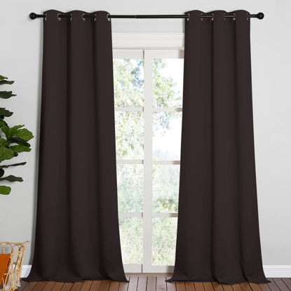 Picture of NICETOWN Blackout Thick Window Curtains - Thermal Insulated Grommet Drape Panels for Bedroom and Living Room (Brown, Set of 2, W42 x L95)