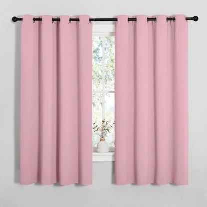 Picture of NICETOWN Bedroom Curtain Panels Blackout Draperies, Thermal Insulated Solid Grommet Blackout Curtains/Drapes (Crystal Pink, 1 Pair, 55 by 68-inch)