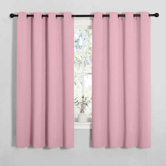 Picture of NICETOWN Bedroom Curtain Panels Blackout Draperies, Thermal Insulated Solid Grommet Blackout Curtains/Drapes (Crystal Pink, 1 Pair, 55 by 68-inch)