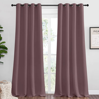Picture of NICETOWN Dry Rose Blackout Curtains 108" Long for Office, Dining Room, 55" Wide, 2 Pieces, Guest Room, Sound Reducing Heat and Cold Block Curtain Panels for Modern Room Decorative