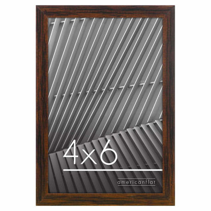 Picture of Americanflat 4x6 Picture Frame in Walnut - Thin Border Photo Frame with Shatter-Resistant Glass, Hanging Hardware, and Built-in Easel for Horizontal or Vertical Display Formats for Wall or Tabletop