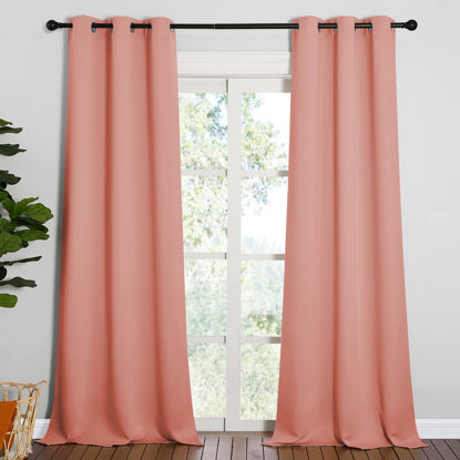 Picture of NICETOWN Coral Room Darkening Curtain Drapes - Window Treatment Light Blocking Privacy Curtain Panels for Home Decoration (Set of 2, 42 inches by 95-inch)