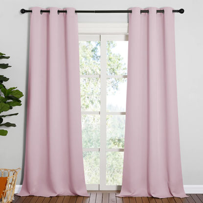 Picture of NICETOWN Room Darkening Drapes for Nursery - Light Blocking Curtain Panels for Bedroom Girl Room, Soft Fabric Window Treatment (Lavender Pink, 42 inches Width by 95 inches Length, 1 Pair)