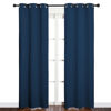 Picture of NICETOWN Window Curtain Panels, Thermal Insulated Solid Grommet Blackout Draperies/Drapes for Basement (Moroccan Blue, 1 Pair, 34 by 84-inch)