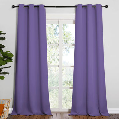 Picture of NICETOWN Patio Glass Door Blackout Curtains for Bedroom/Living Room, Privacy Panel Drapes for Dining Room and Guest Room (Lilac Purple, 42 inches Wide x 95 inches Long, 1 Pair)