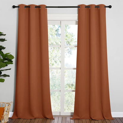 Picture of NICETOWN Room Darkening Drapes for Nursery - Light Blocking Curtain Panels for Bedroom Girl Room, Soft Fabric Window Treatment (Burnt Orange, 42 inches Width by 95 inches Length, 1 Pair)