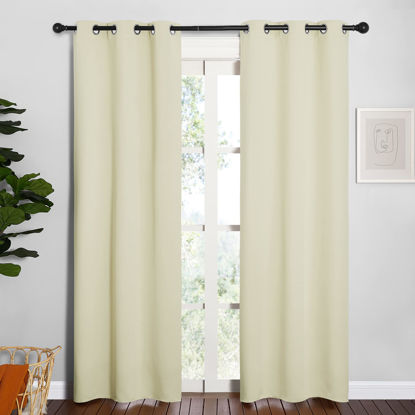 Picture of NICETOWN Blackout Curtains for Bedroom, Thermal Insulated Curtains & Drapes with Grommet Top for Living Room, Privacy Window Treatment Draperies (Beige, 34 W by 84 L, Set of 2)