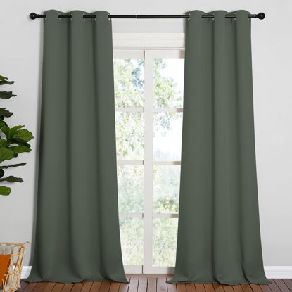 Picture of NICETOWN Room Darkening Curtain Panels - Toddler Boy Bedroom Drapes with Grommet Top, Energy Smart Window Treatment Curtains(Dark Mallard, 42 inches W x 95 inches L, 2 Panels)