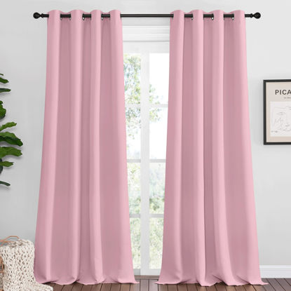 Picture of NICETOWN Crystal Pink Blackout Curtains 102" Long for Office, 55" Wide, 2 Pieces, Dining Room, Guest Room, Sound Reducing Heat and Cold Block Curtain Panels for Modern Room Decorative